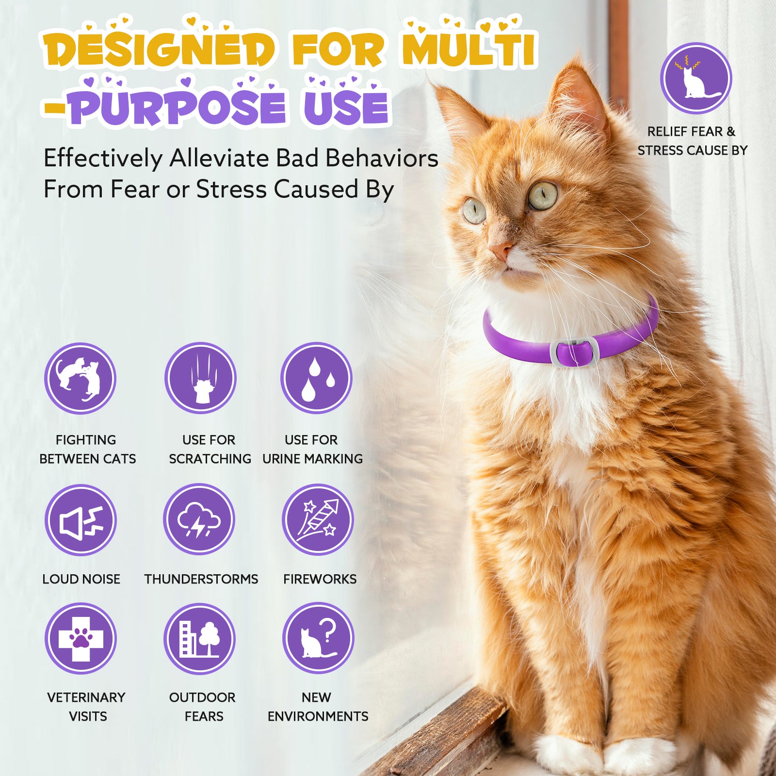 Oimmal Calming Collar for Cats - 2 Packs