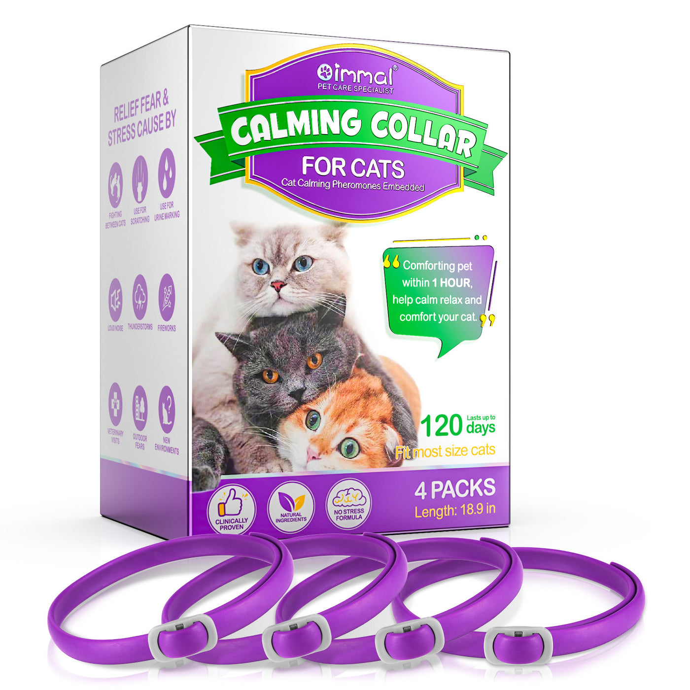 Oimmal Calming Collar for Cats - 2 Packs