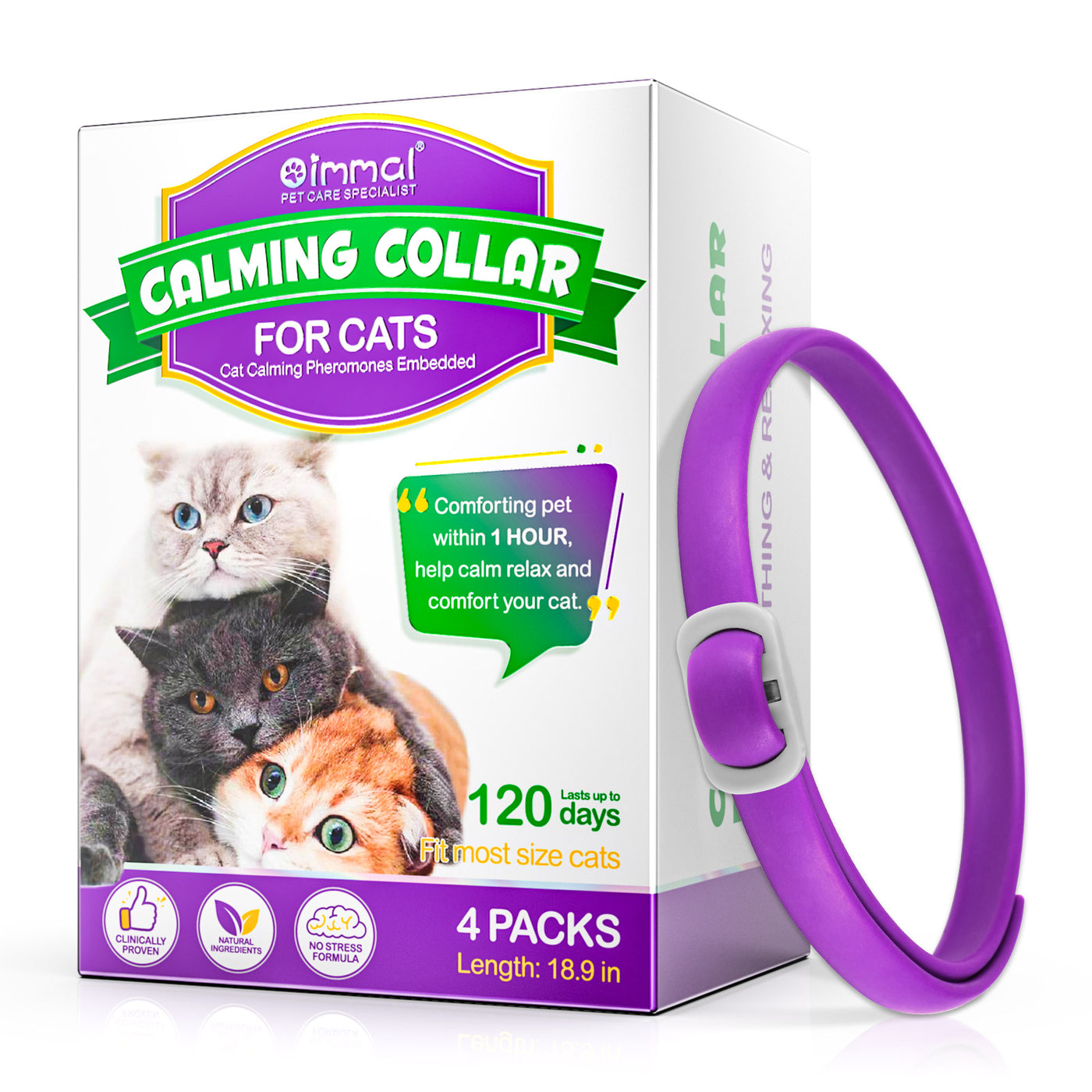 Oimmal Calming Collar for Cats - 2 Packs