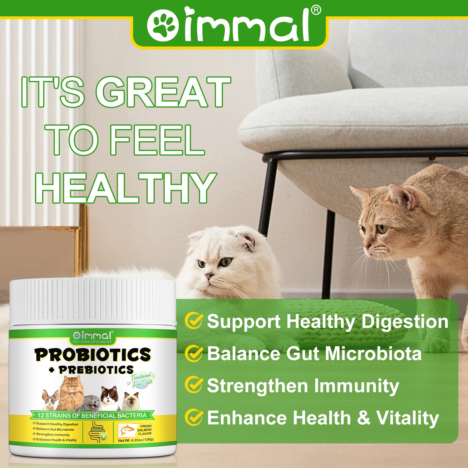 Oimmal Cat Probiotics Powder 120g - 2Pack