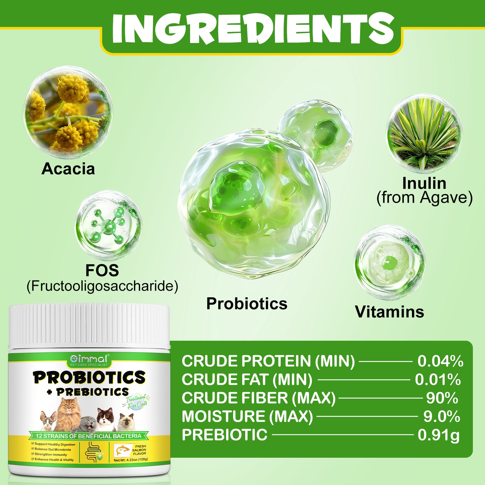 Oimmal Cat Probiotics Powder 120g - 1Pack
