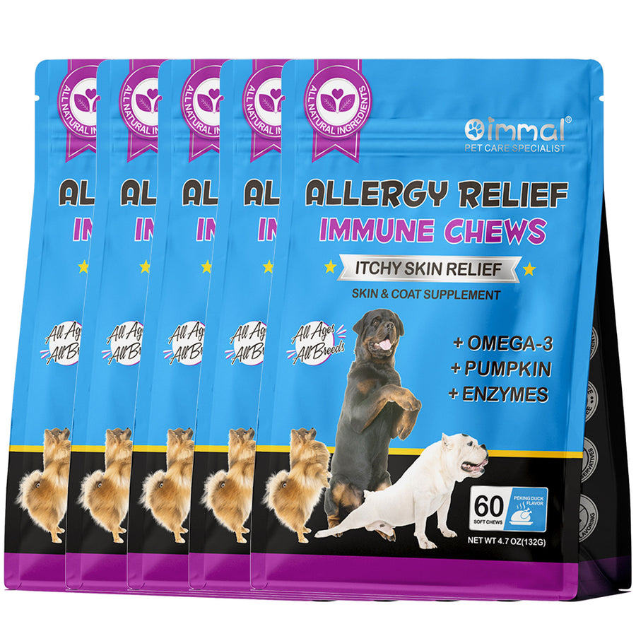 Oimmal Allergy Relief Immune Soft Chews for Dogs - 5 Packs