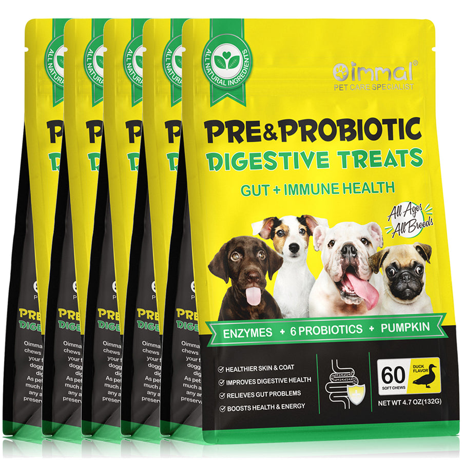 Oimmal Pre & Probiotic Digestive Soft Chews for Dogs - 5 Packs