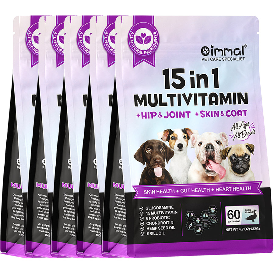 Oimmal 15-IN-1 Multivitamin Soft Chews for Dogs - 5 Packs