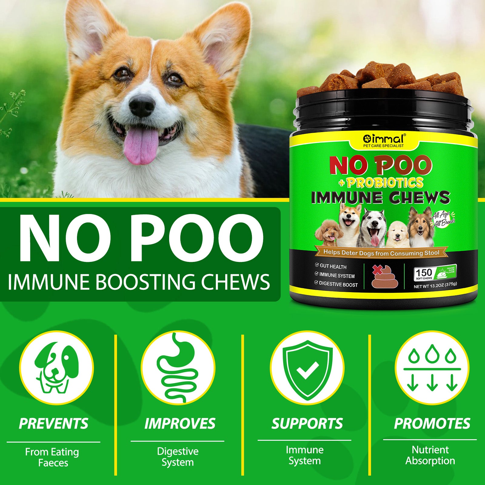 Oimmal No Poo +Probiotics Immune Chews - 2 Packs