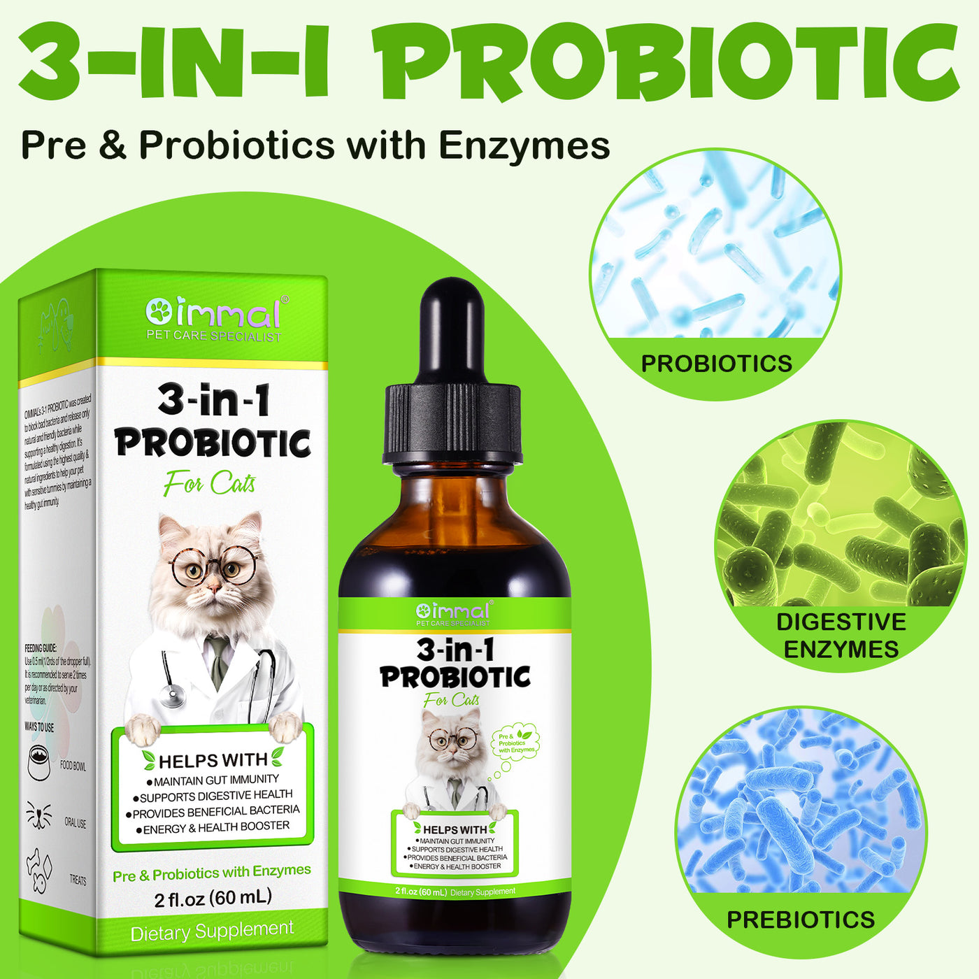 Oimmal Cats 3in1 Probiotic Drops - 1Pack