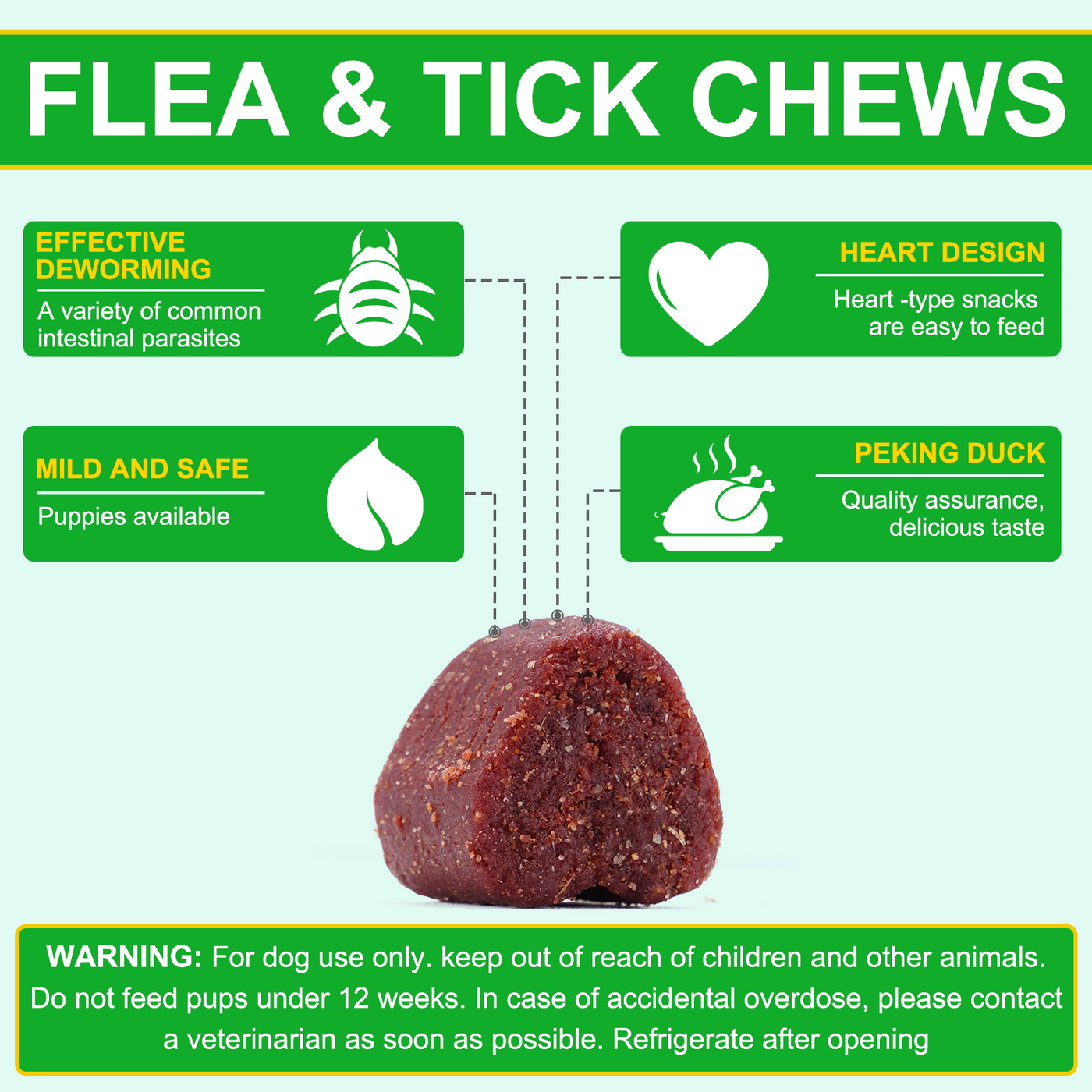 Oimmal 150pcs Dog Flea & Tick Chews (Peking Duck Flavor) - 2Pack