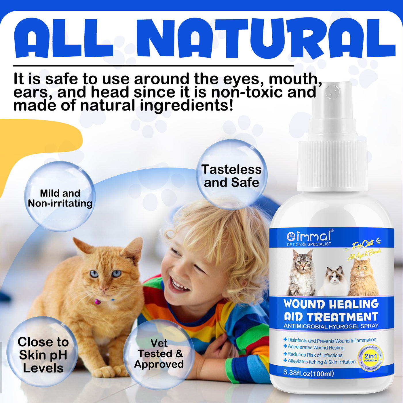 Oimmal Cat Wound Healing Aid Treatment Spray -100ml