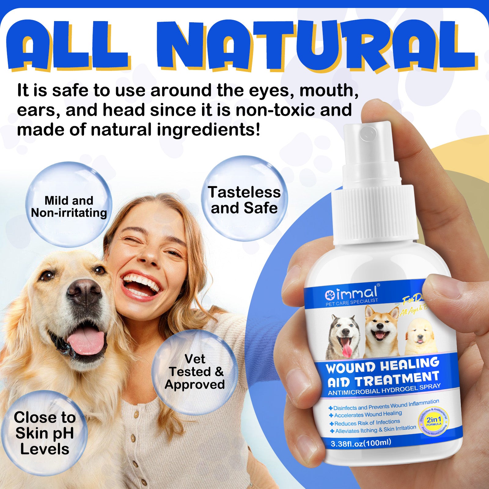 Oimmal Dog Wound Healing Spray 100ml - 2Pack