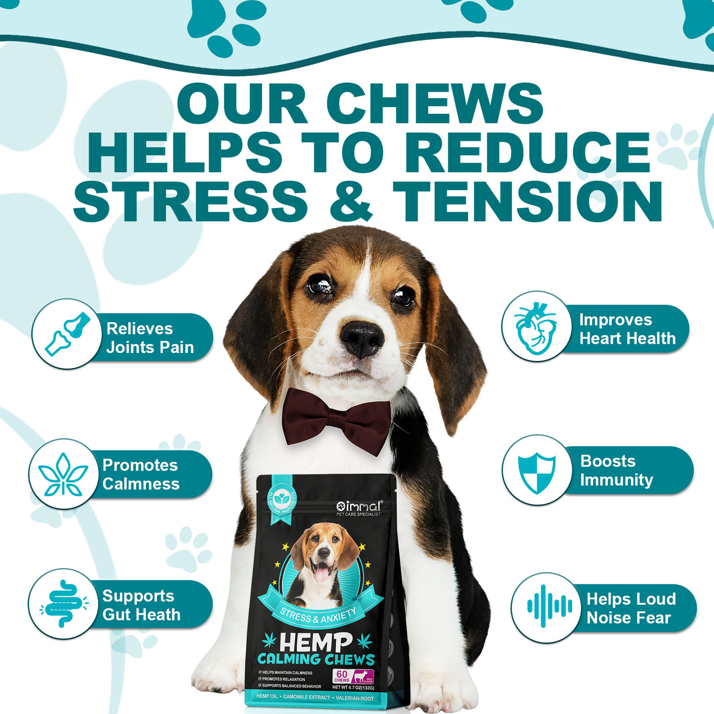 Oimmal Hemp Calming Chews - 60 Chews / Beef Flavor