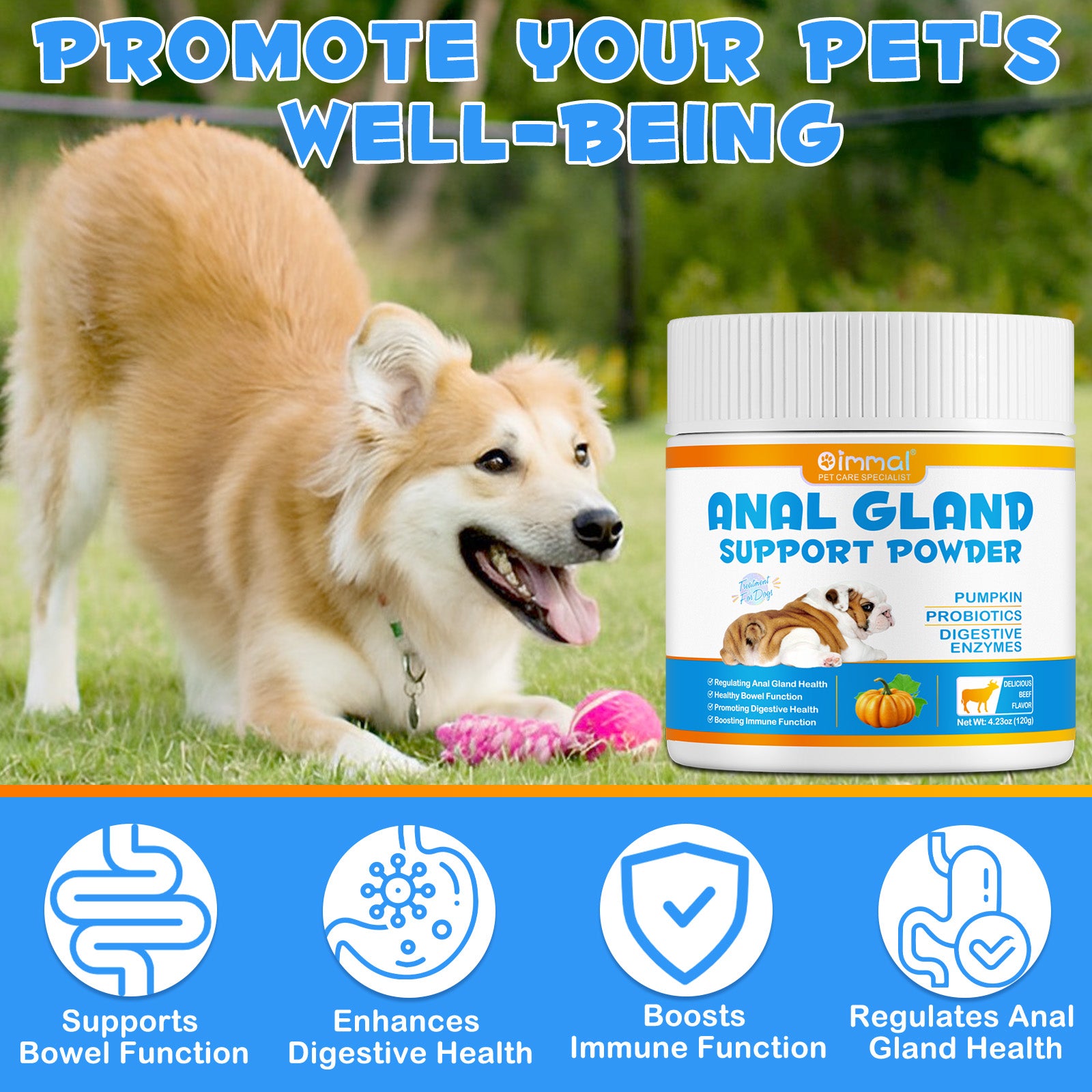 Oimmal Dogs Anal Gland Support Powder 120g - 2Pack