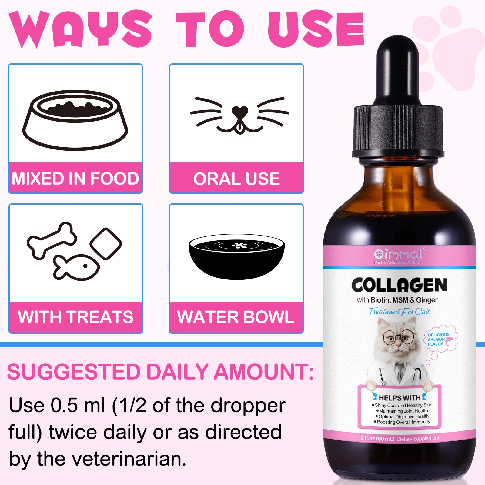 Oimmal Collagen Drops for Cats - 2Pack