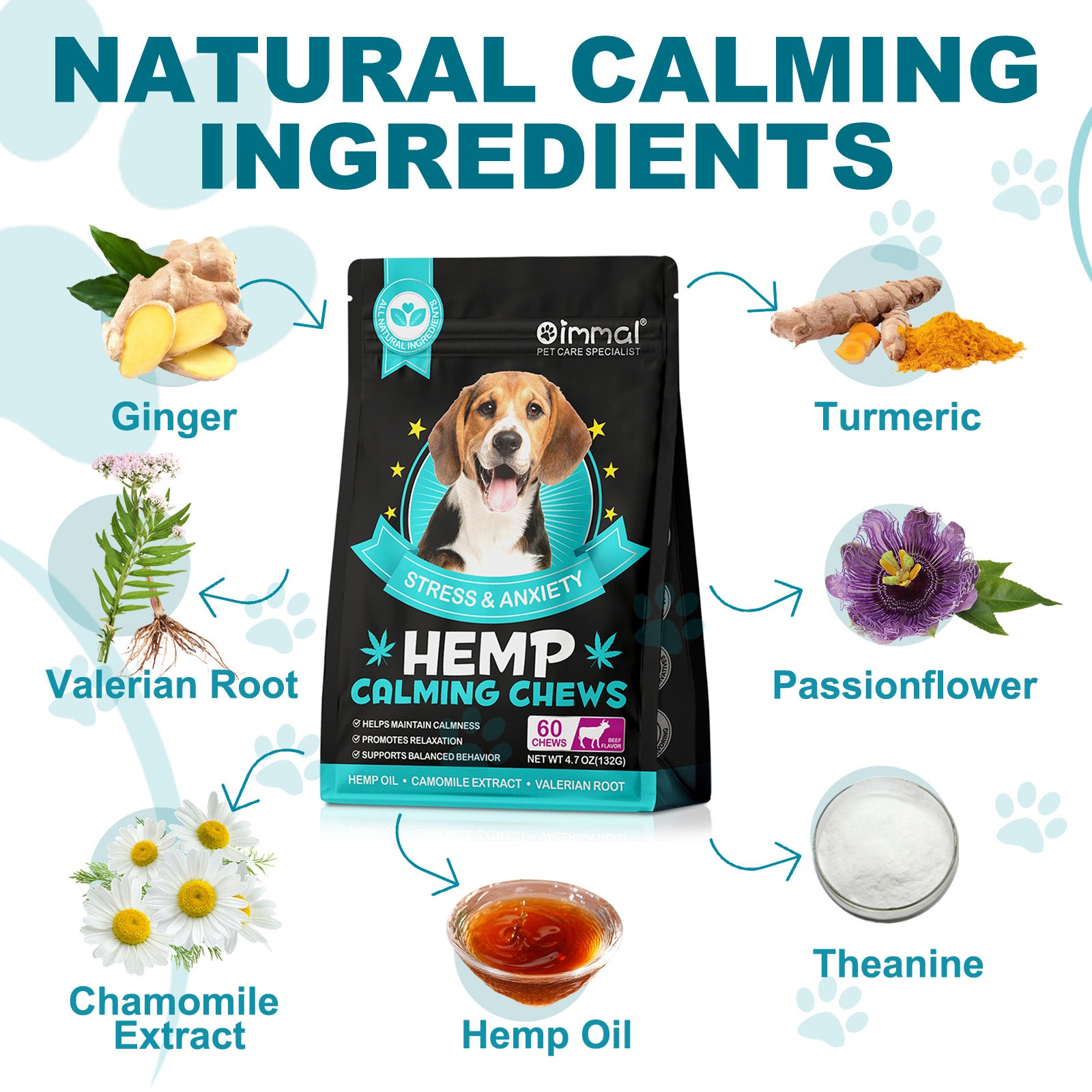 Oimmal Hemp Calming Chews - 60 Chews / Beef Flavor