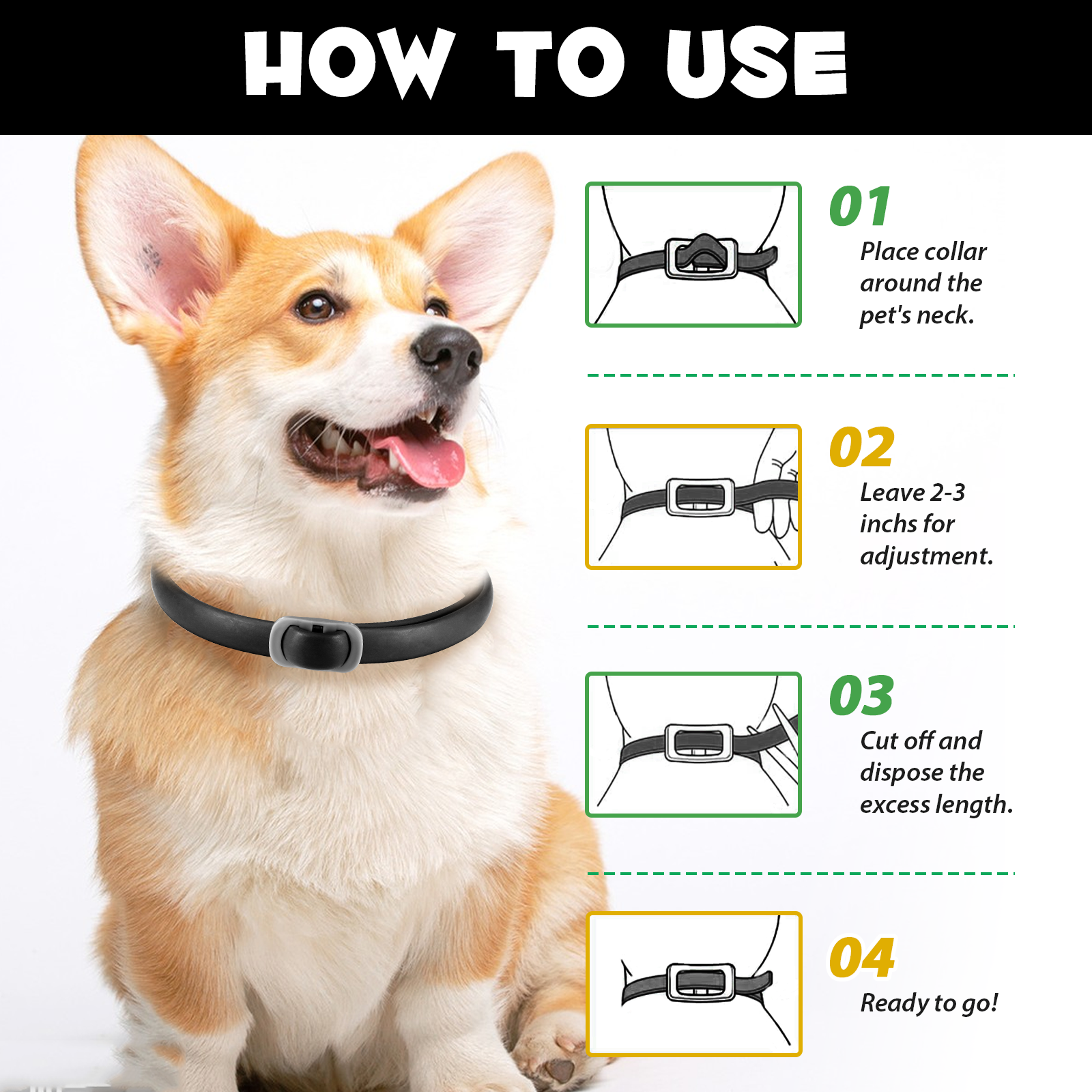 Oimmal Flea & Tick Collar for Dogs (4 Collars) - Black