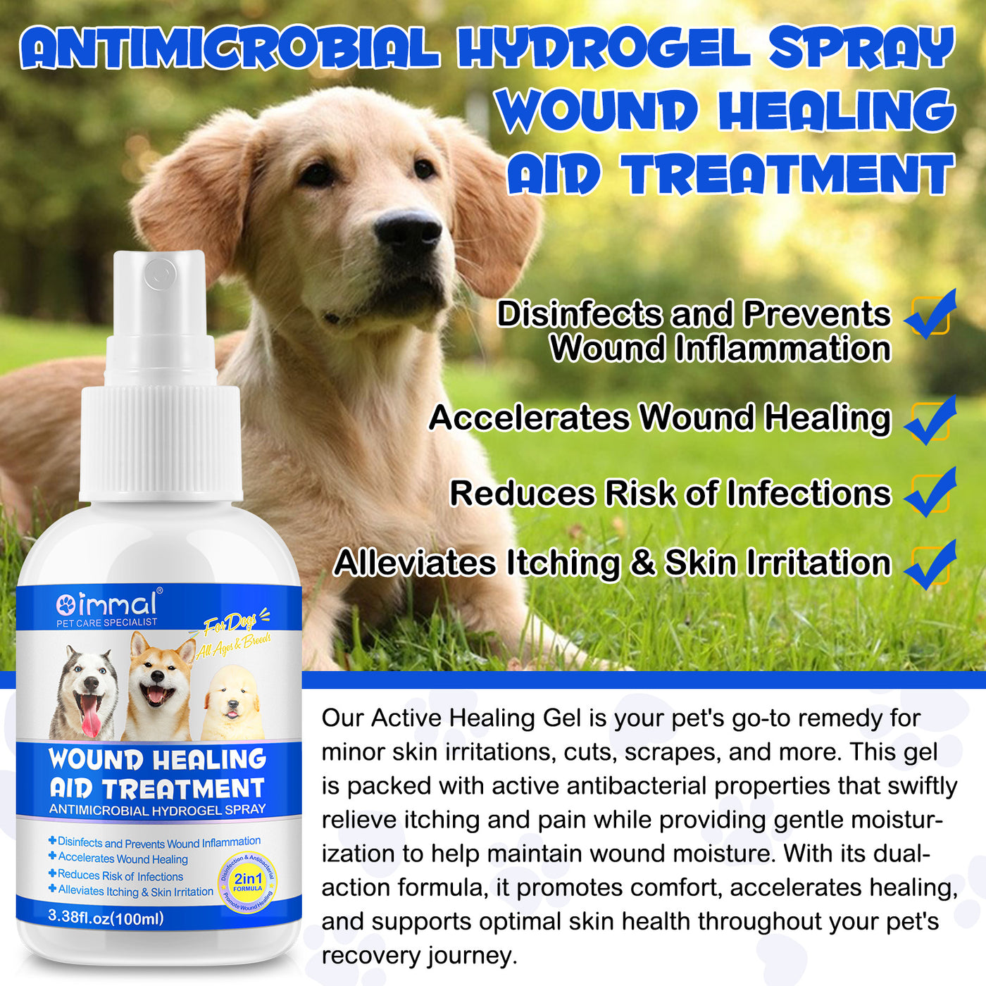 Oimmal Dog Wound Healing Aid Treatment Spray -100ml