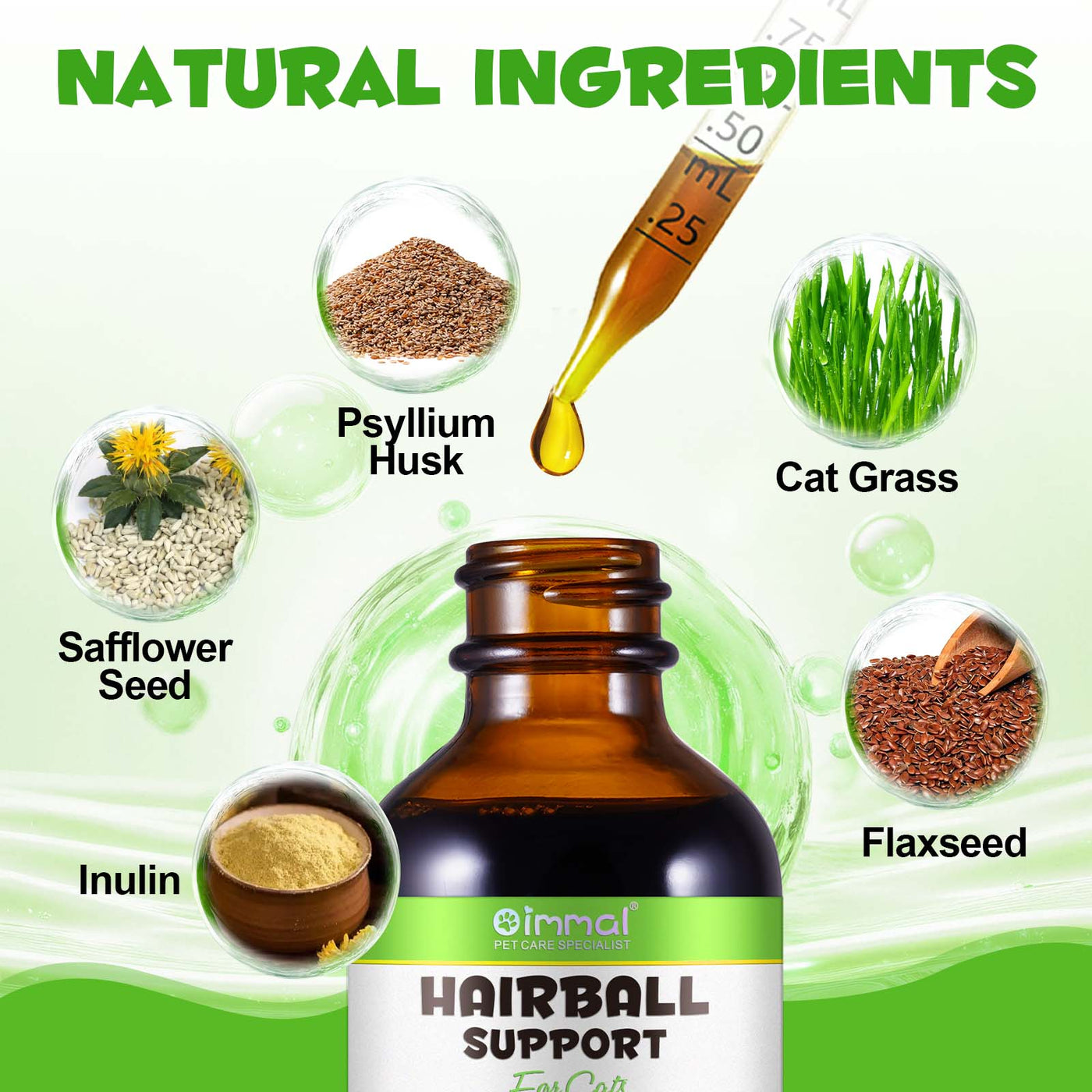 Oimmal Cat Hairball Support Drops 60ml - 1Pack