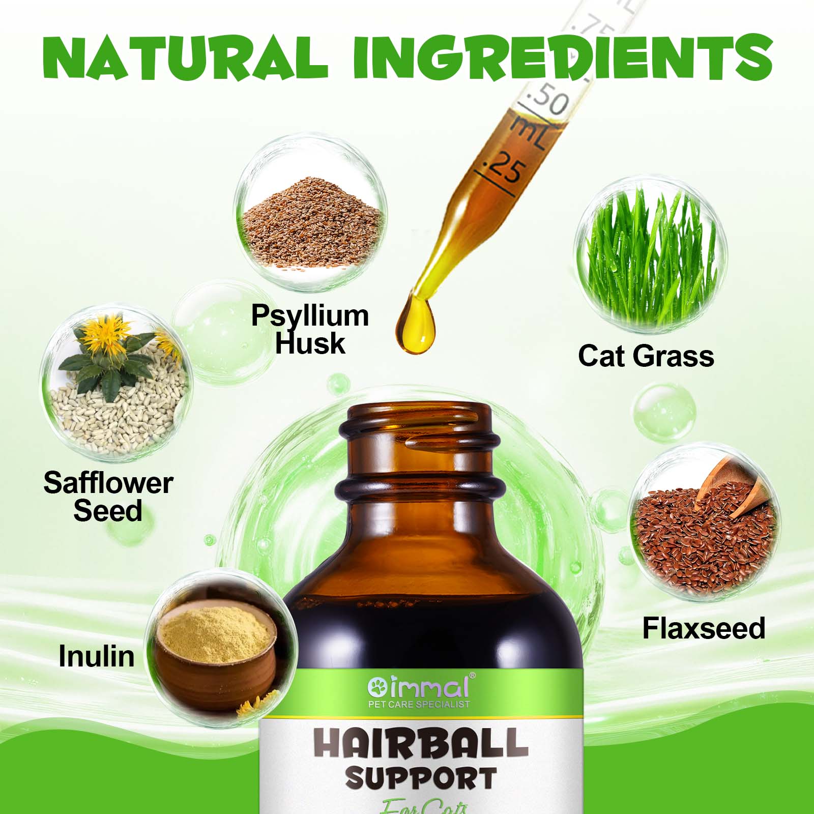 Oimmal Cat Hairball Support Drops 60ml - 1Pack