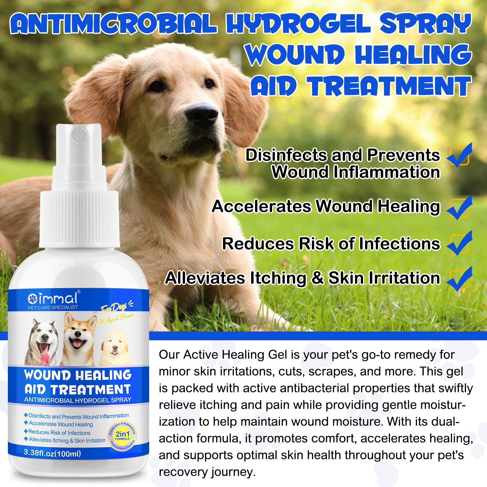 Oimmal Dog Wound Healing Spray 100ml - 2Pack