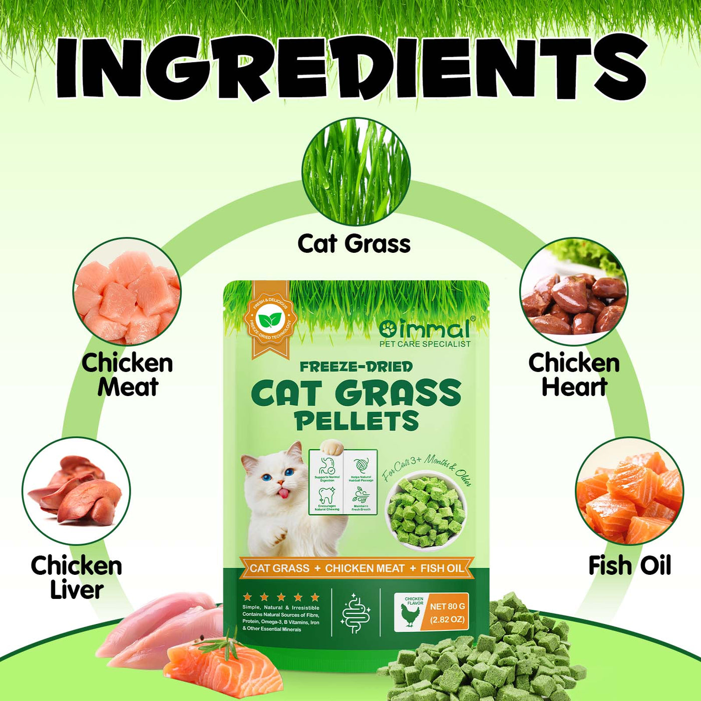 Oimmal Cat Grass Pellets 80g - 1Pack