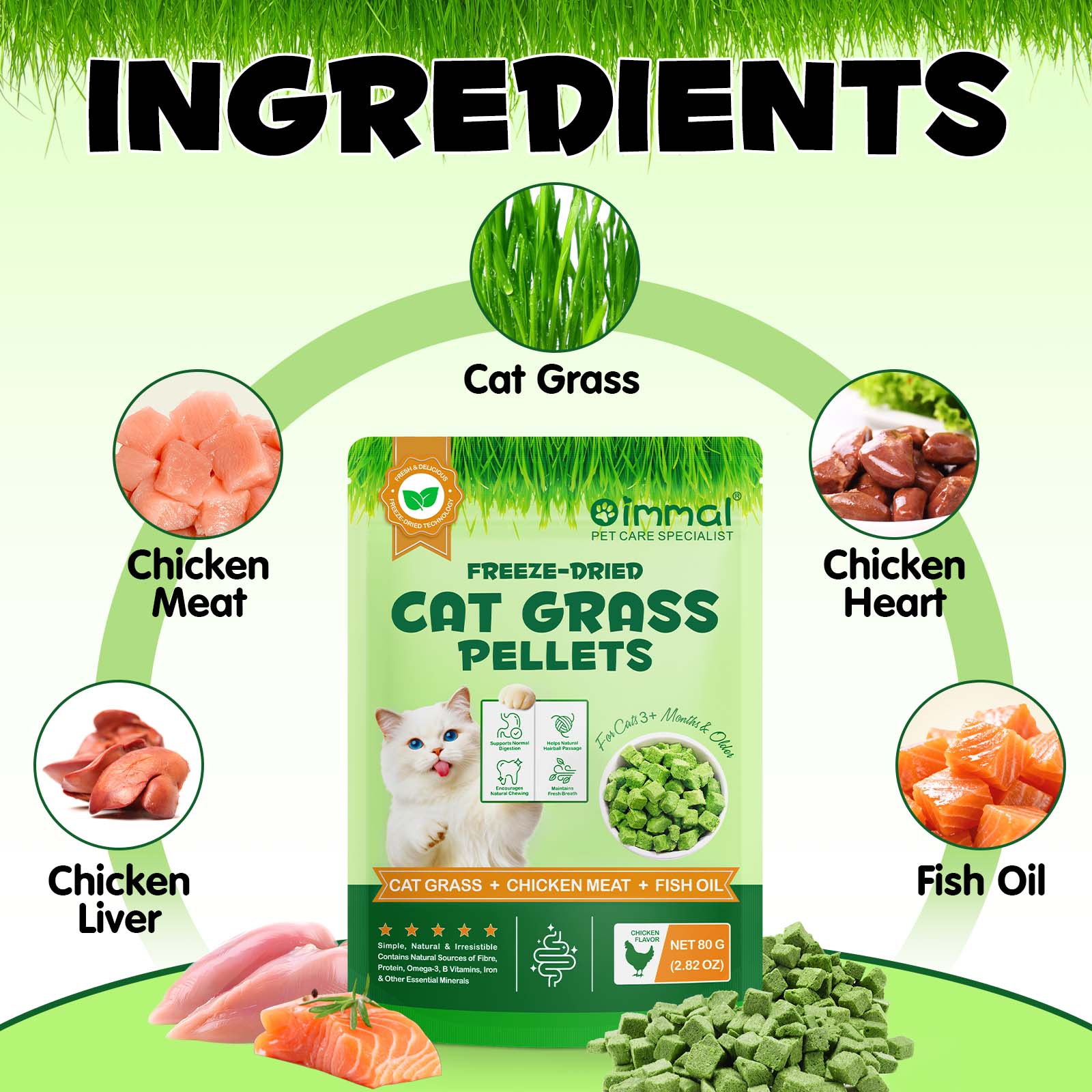 Oimmal Cat Grass Pellets 80g - 1Pack