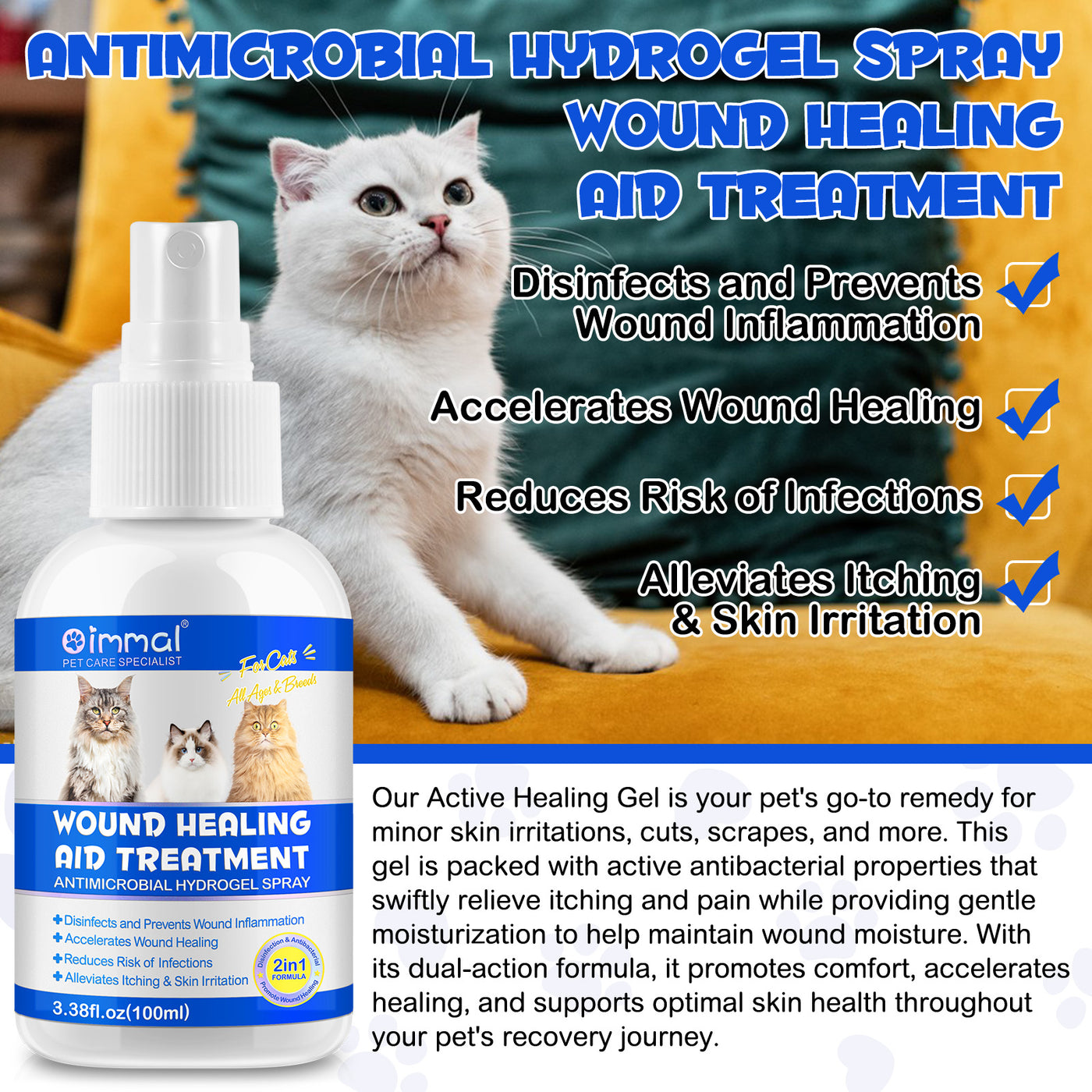 Oimmal Cat Wound Healing Spray 100ml - 2Pack