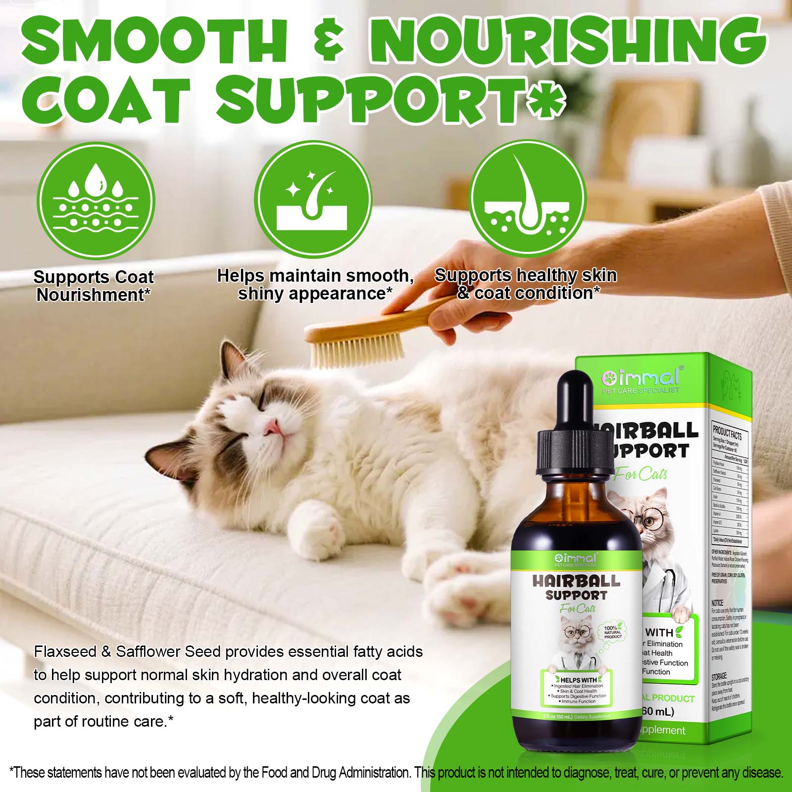 Oimmal Cat Hairball Support Drops 60ml - 1Pack