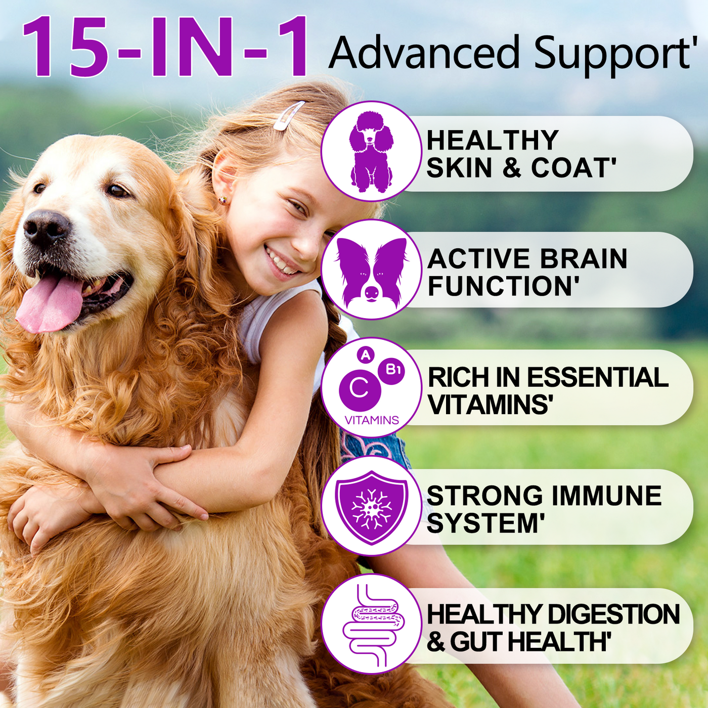 Oimmal 15-IN-1 Multivitamin Soft Chews for Dogs - 2 Packs