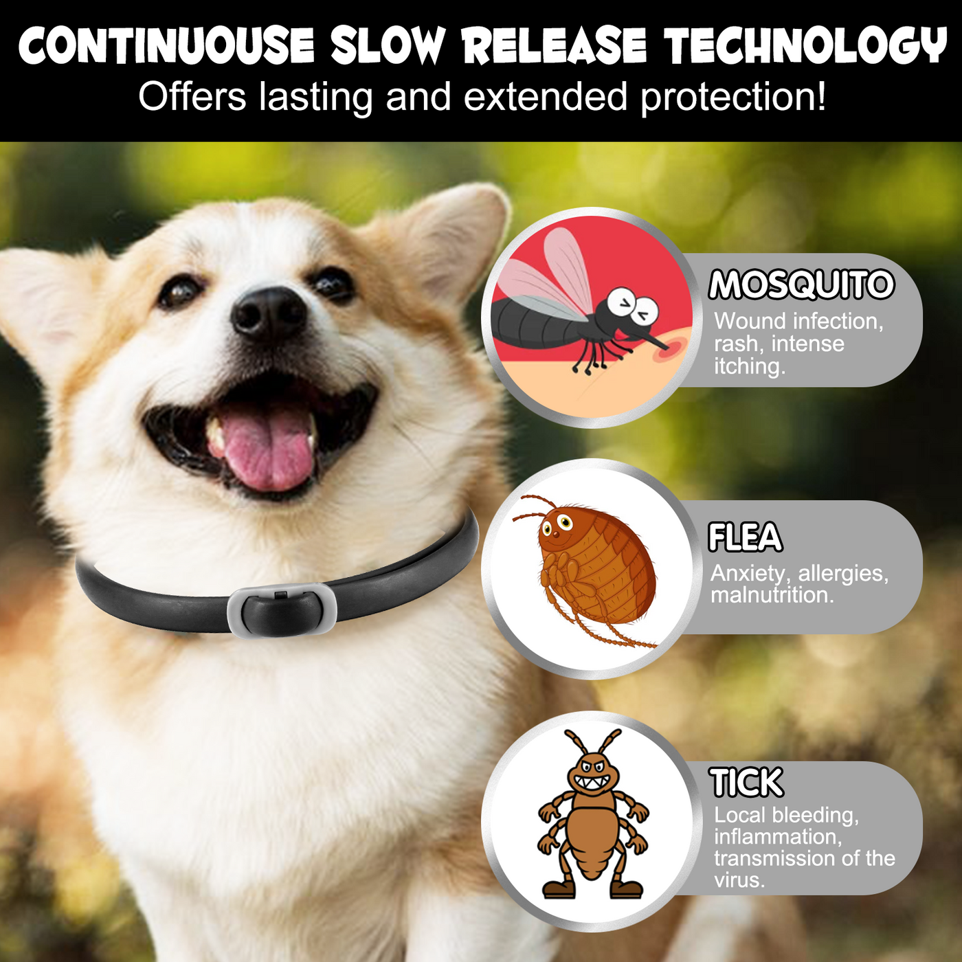 Oimmal Flea & Tick Collar for Dogs (4 Collars) - Black