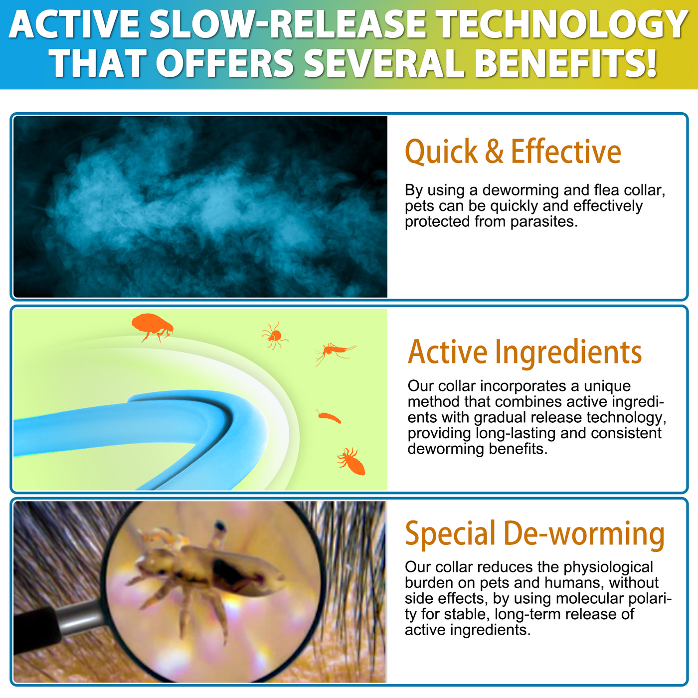 Oimmal Flea & Tick Collar for Dogs (4 Collars) - Blue&Orange