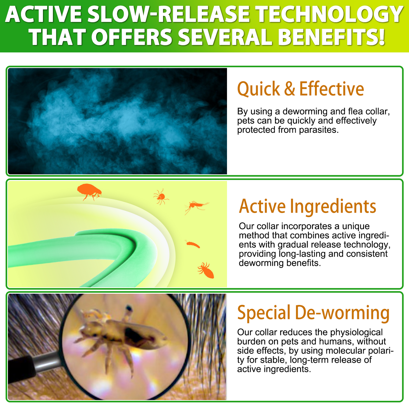 Oimmal Flea & Tick Collar for Dogs (4 Collars) - Green&Yellow