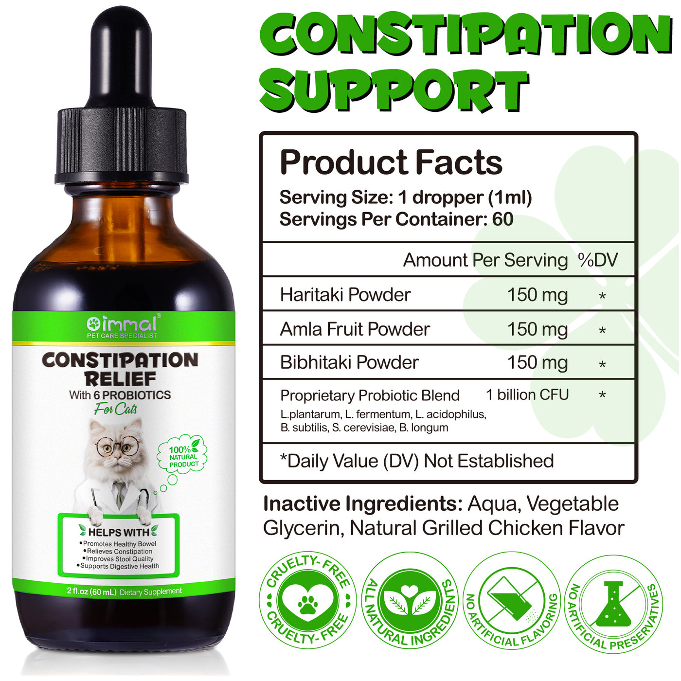 Oimmal Constipation Relief Drops for Cat