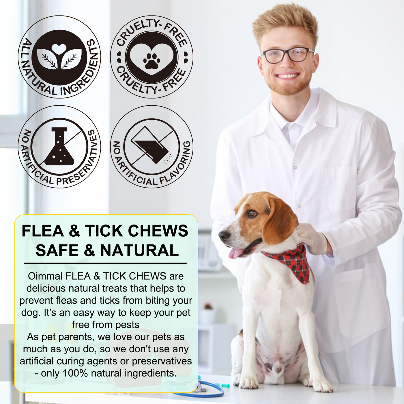 Oimmal 150pcs Dog Flea & Tick Chews (Peking Duck Flavor) - 3Pack