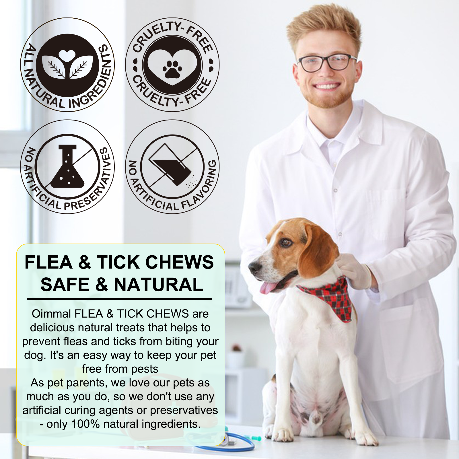 Oimmal 150pcs Dog Flea & Tick Chews (Peking Duck Flavor) - 3Pack