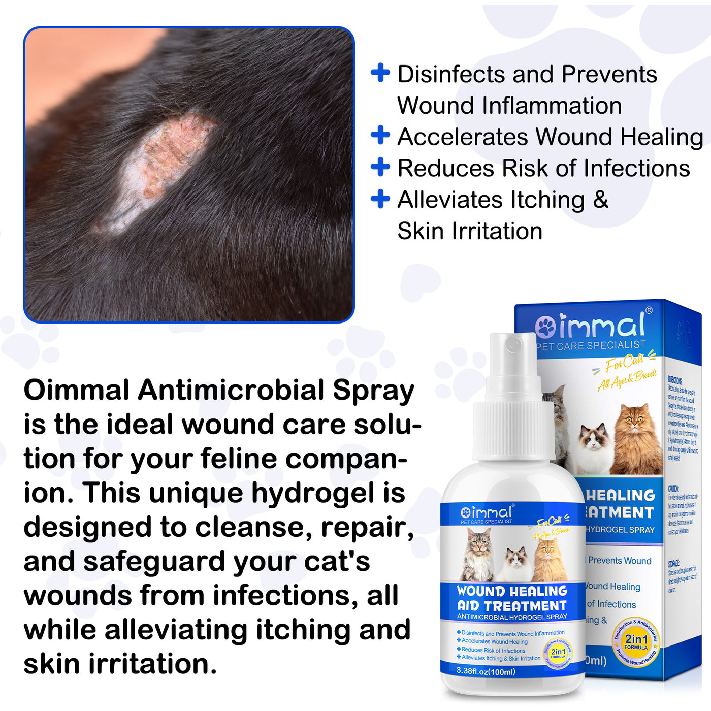 Oimmal Cat Wound Healing Spray 100ml - 2Pack