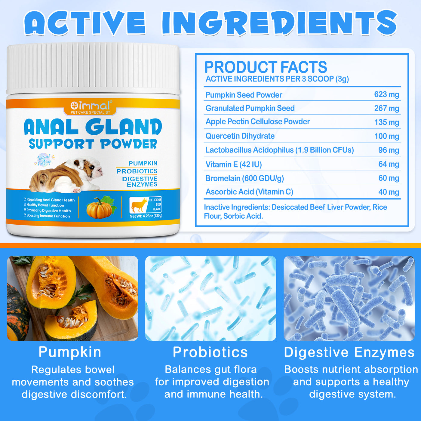 Oimmal Dogs Anal Gland Support Powder 120g