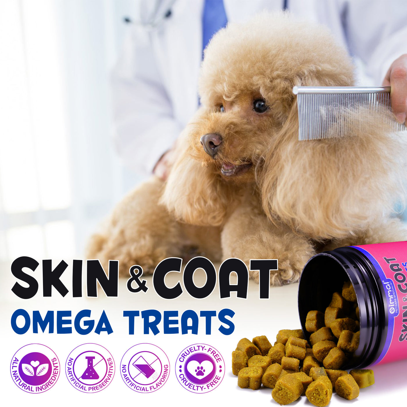 Oimmal 150pcs Dog Skin & Coat Omega Treats - Chicken Flavor 1Pack