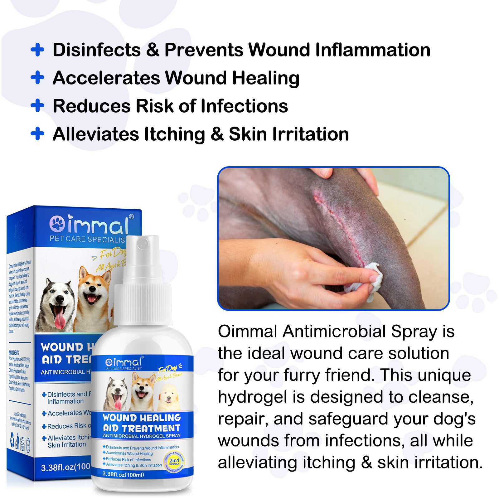 Oimmal Dog Wound Healing Aid Treatment Spray -100ml