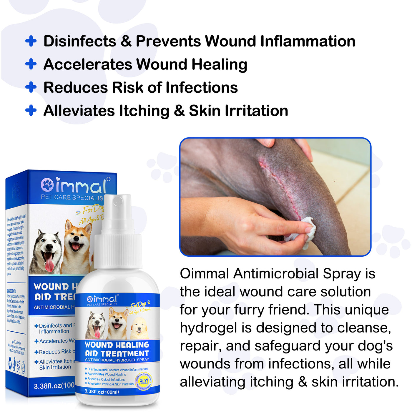 Oimmal Dog Wound Healing Spray 100ml - 2Pack