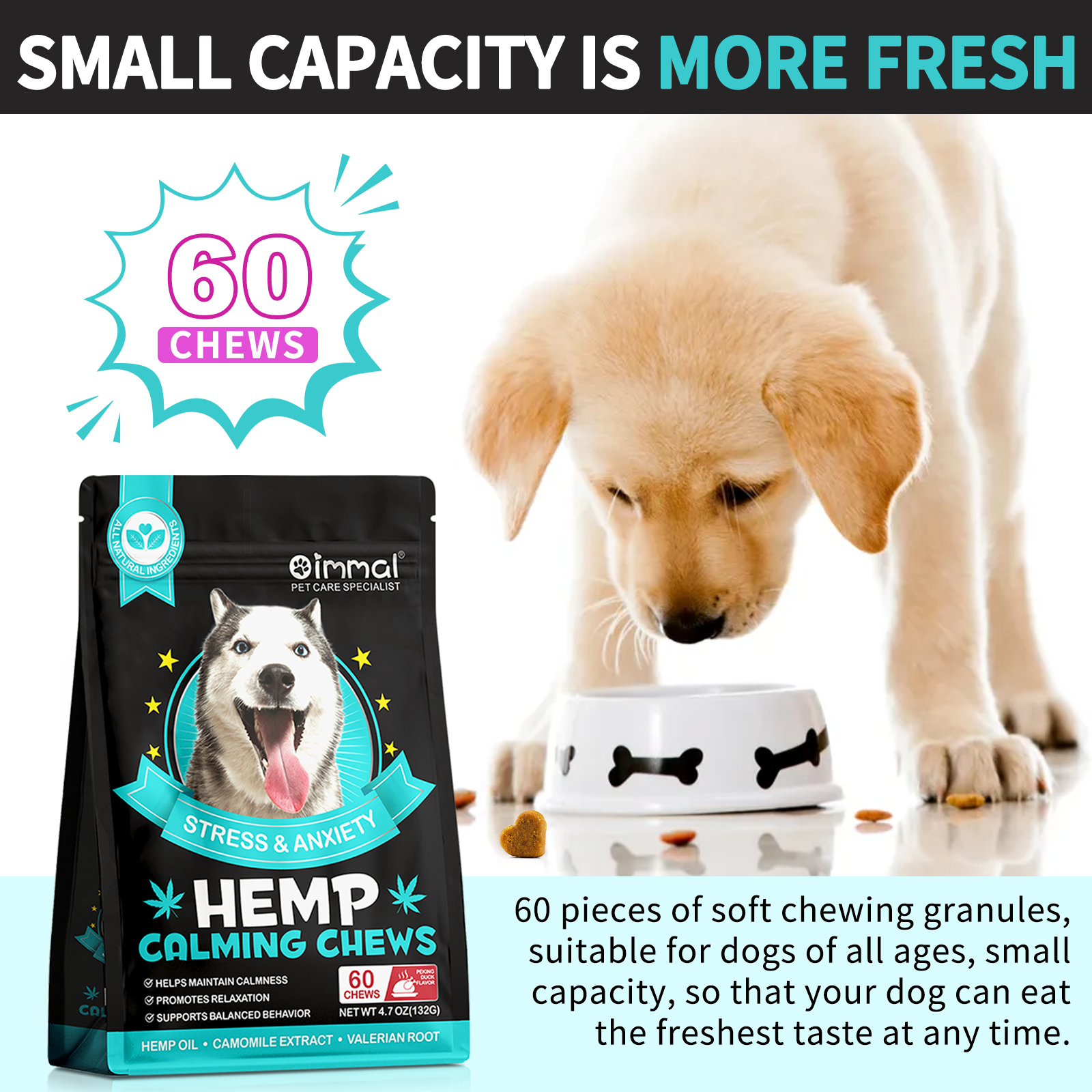 Oimmal Hemp Calming Chews - 60 Chews / Peking Duck Flavor