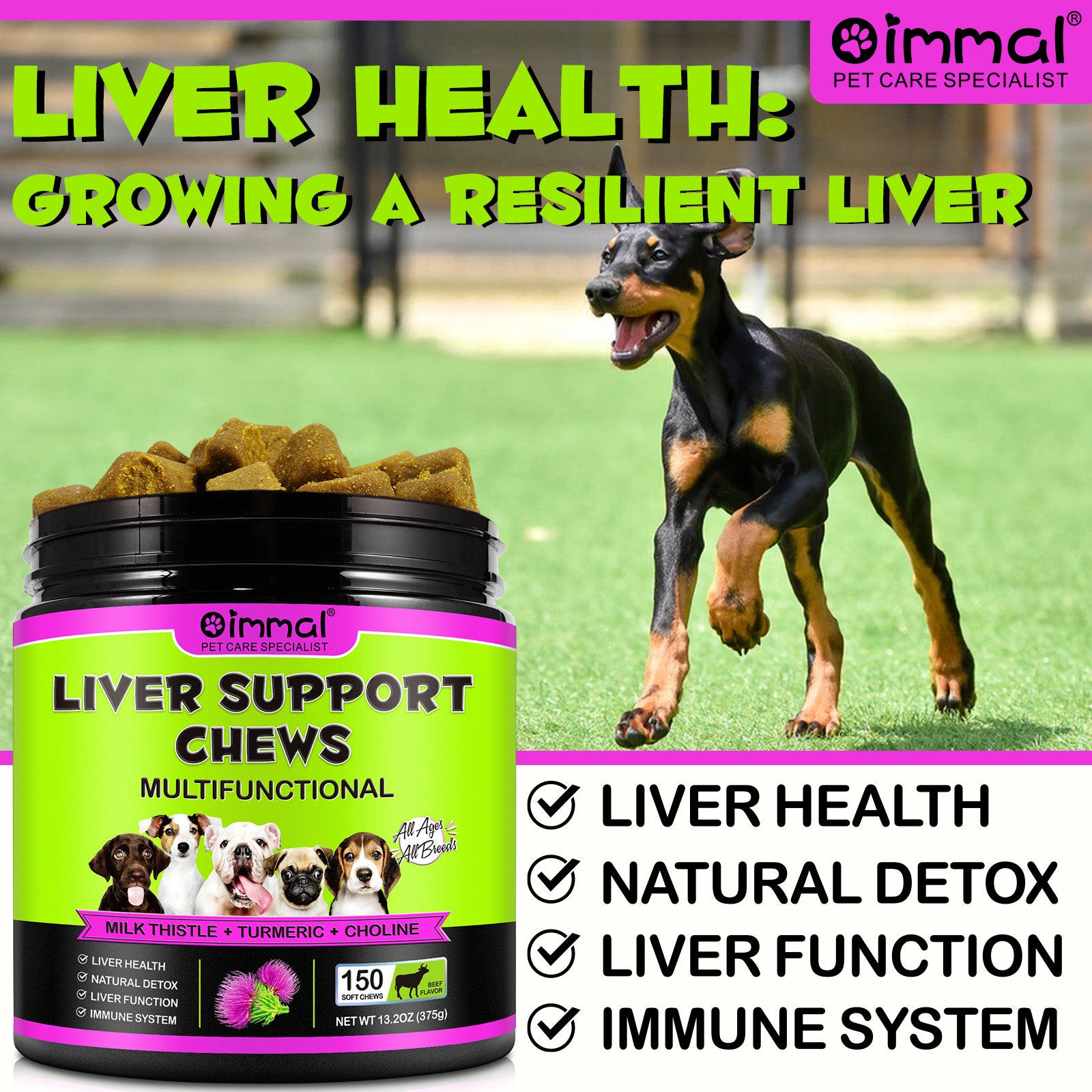 Oimmal 150pcs Dog Liver Support Chews