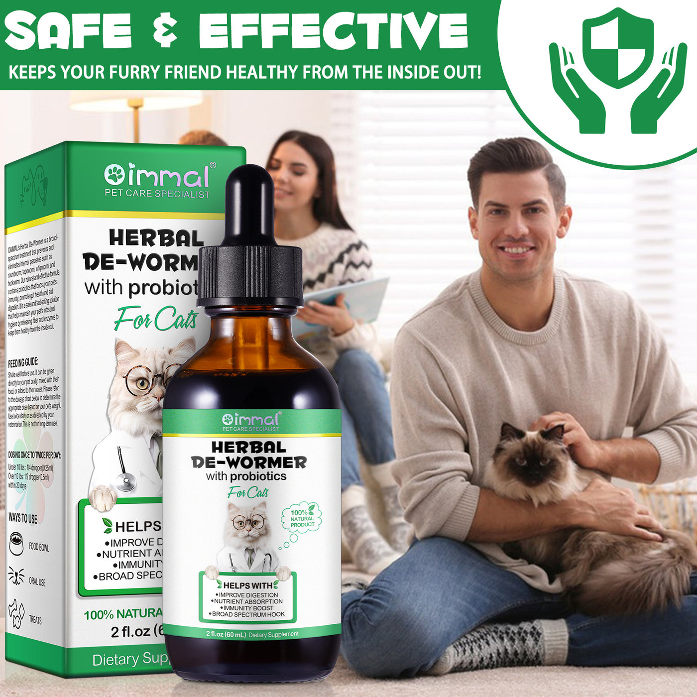 Oimmal Herbal De-Wormer Drops for Cat