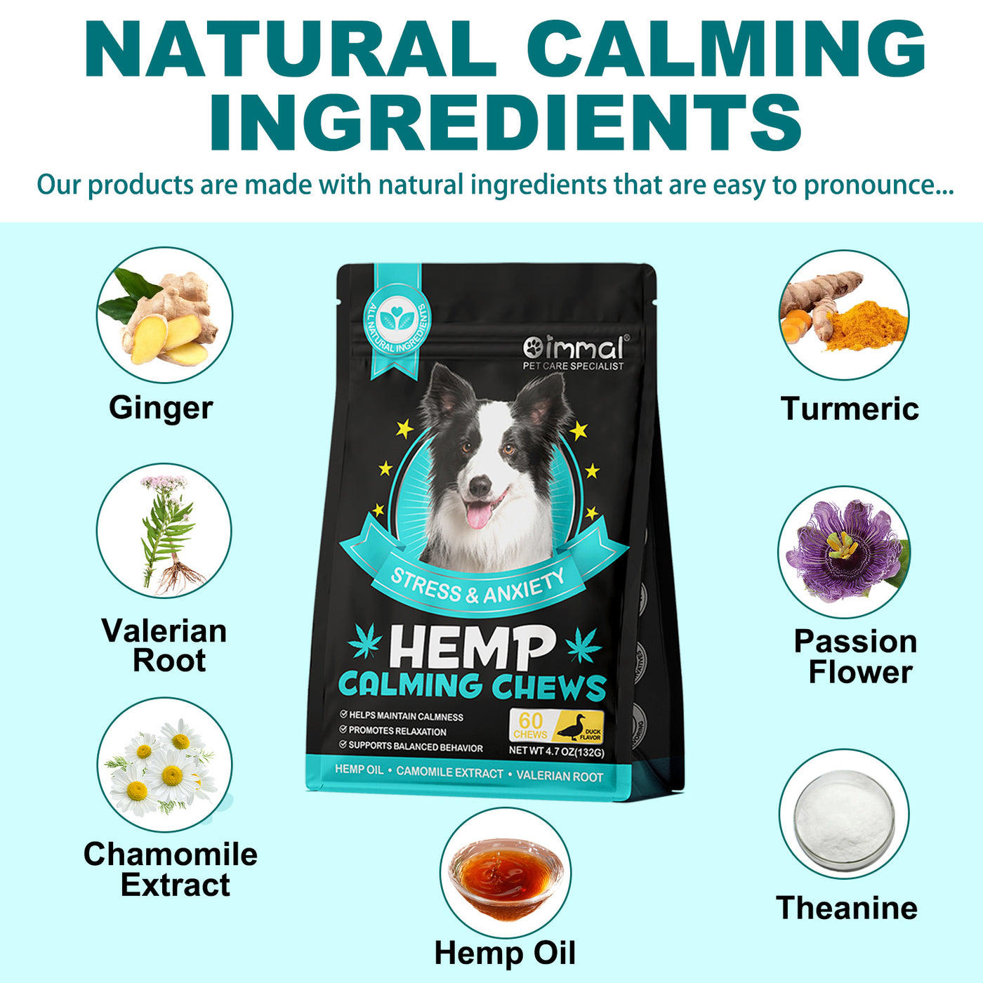 Oimmal Hemp Calming Chews - 60 Chews / Duck Flavor