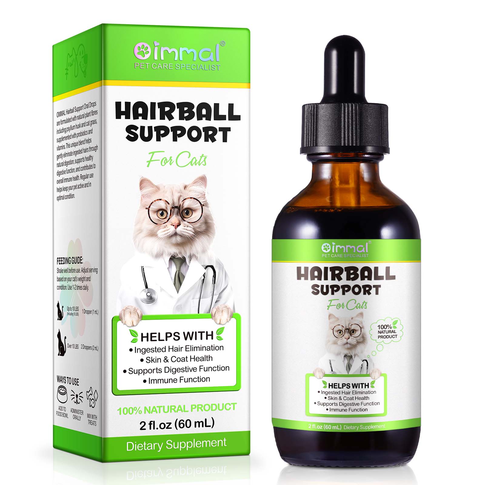 Oimmal Cat Hairball Support Drops 60ml - 1Pack
