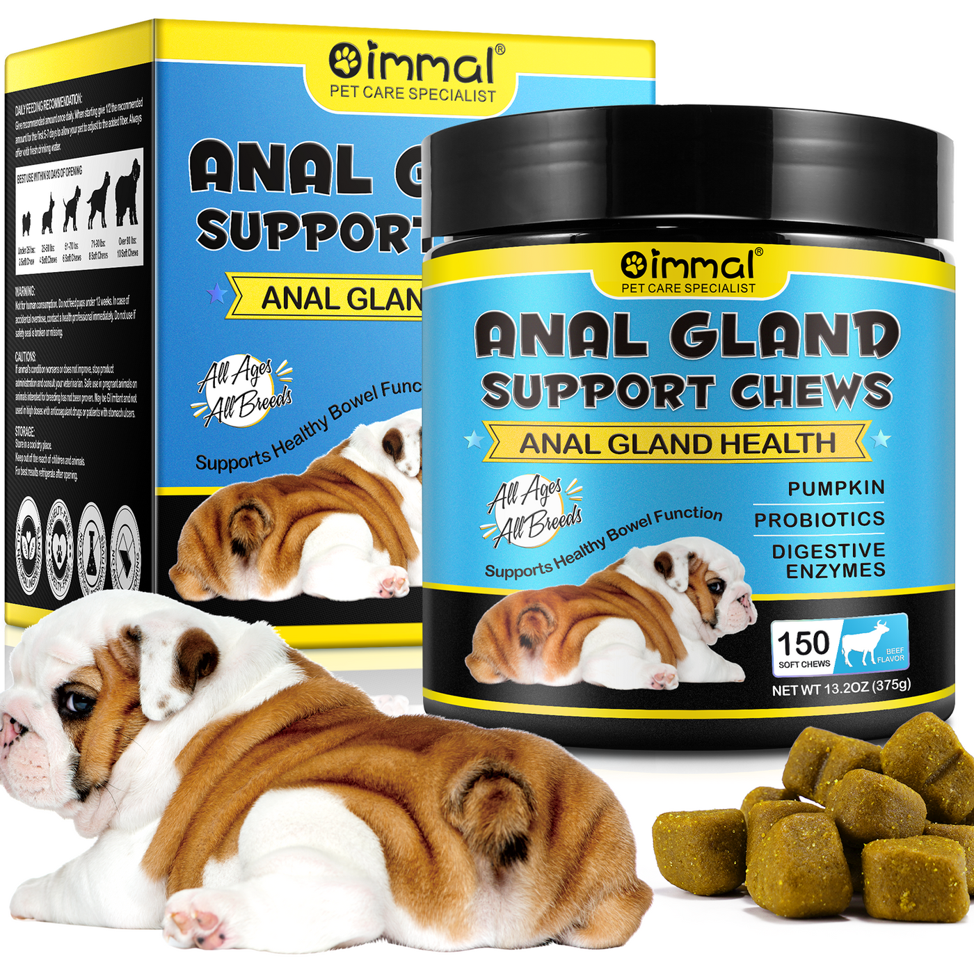 Oimmal 150pcs Dog Anal Cland Support Chews