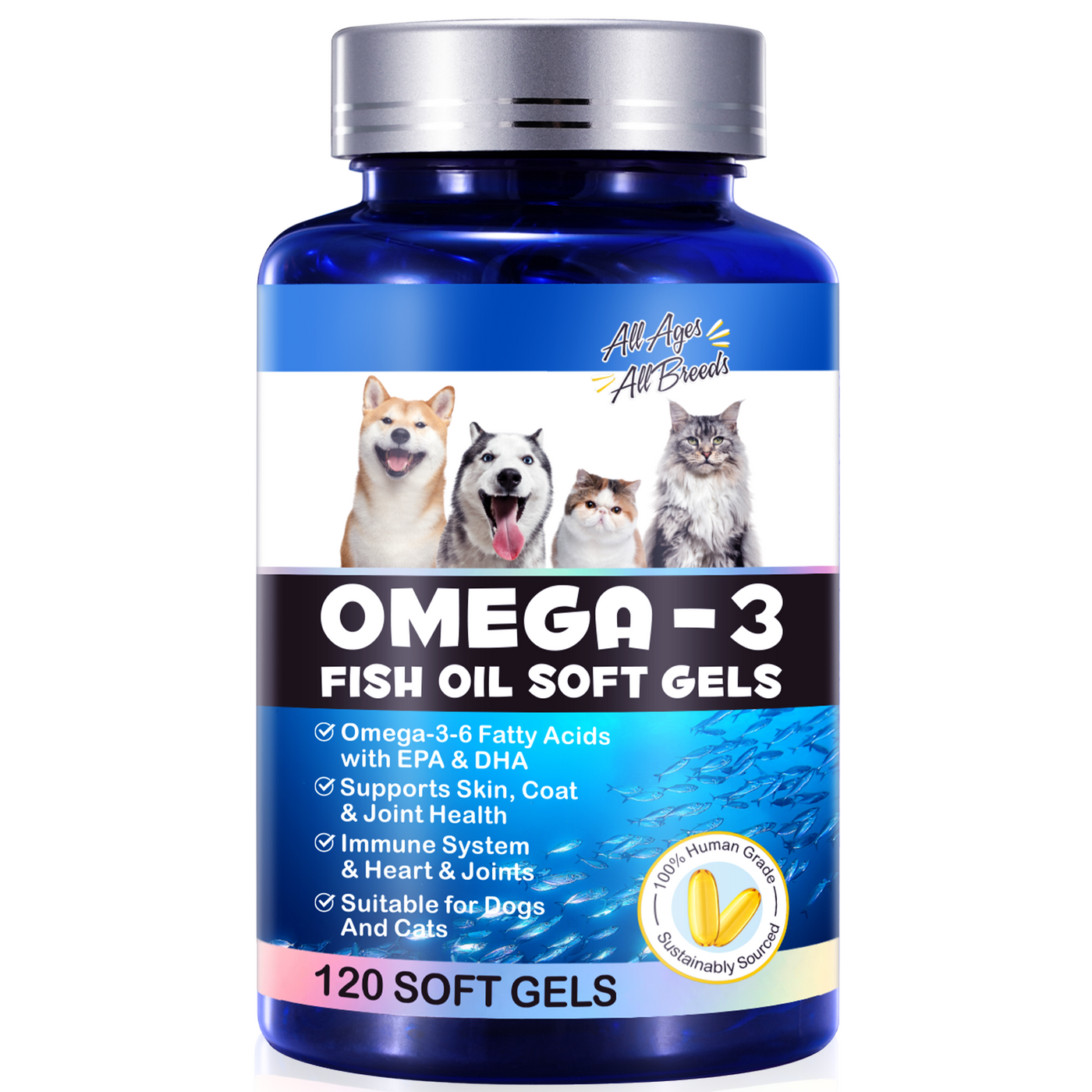 Oimmal Omega-3 Fish Oil Soft Gels for Pets