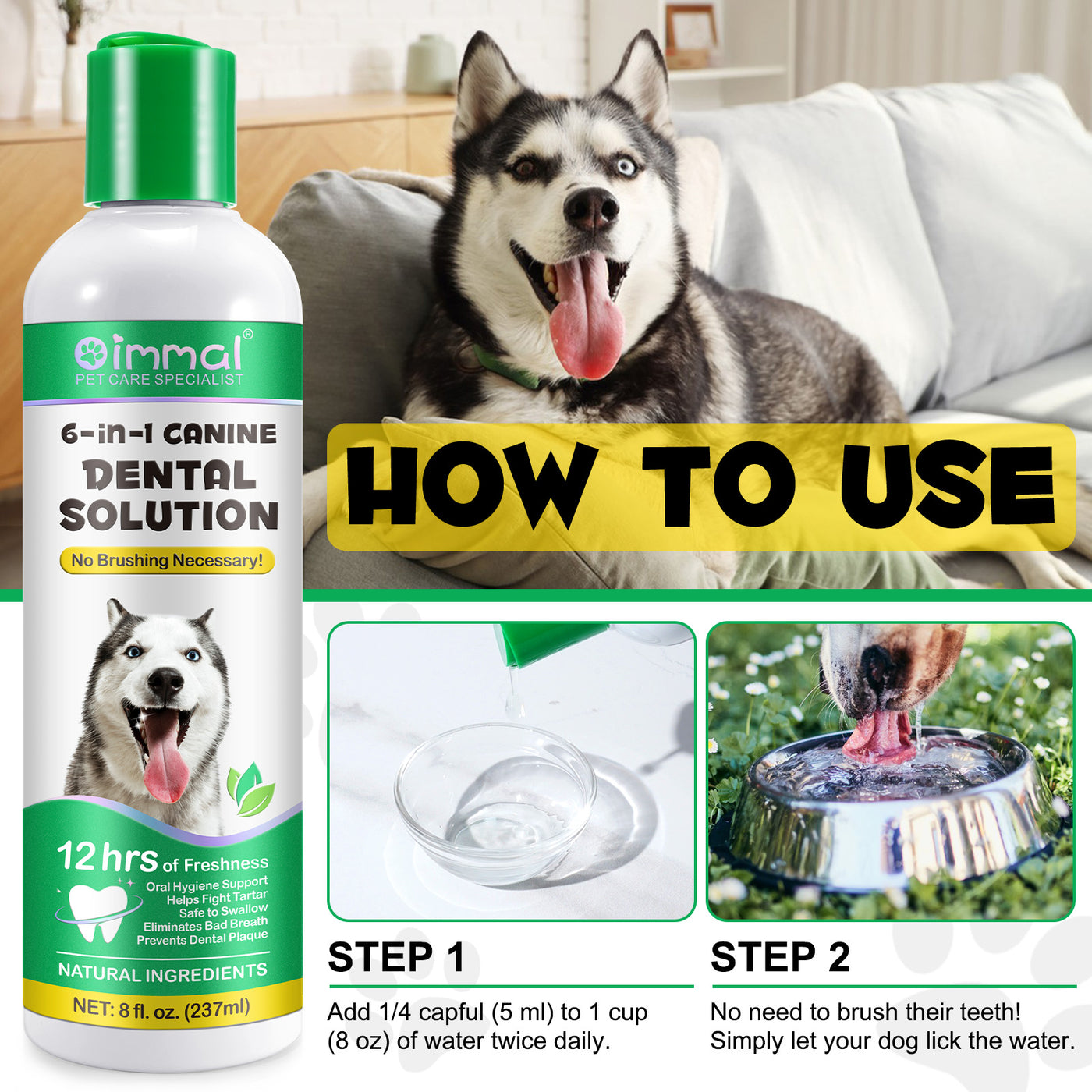 Oimmal 6-in-1 Canine Dental Solution - 2Pack