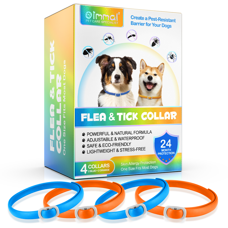 Oimmal Flea & Tick Collar for Dogs (4 Collars) - Blue&Orange