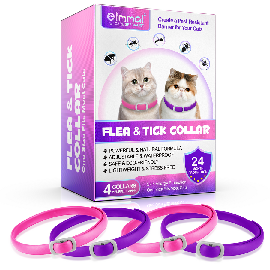 Oimmal Flea & Tick Collar for Cats (4 Collars) - Pink&Purple