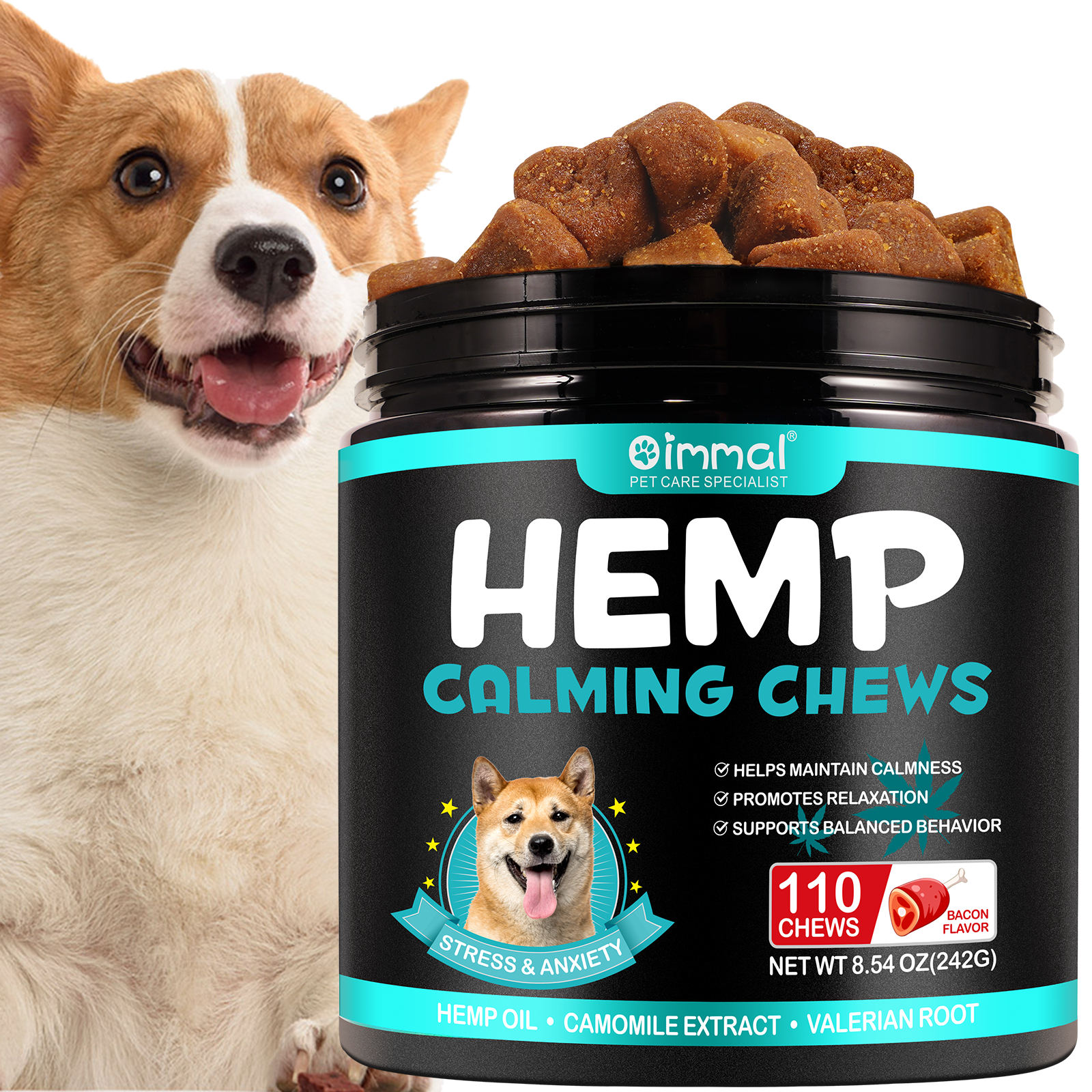 Oimmal Hemp Calming Chews / Bacon Flavor - 2 Packs