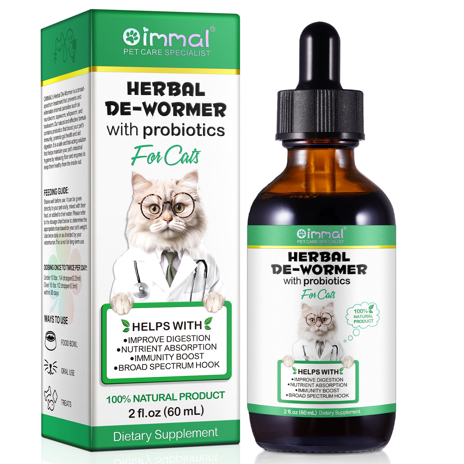 Oimmal Herbal De-Wormer Drops for Cat